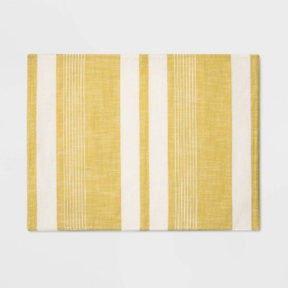 NEW 4 Project 62 Woven Stripe Yellow/White Placemats